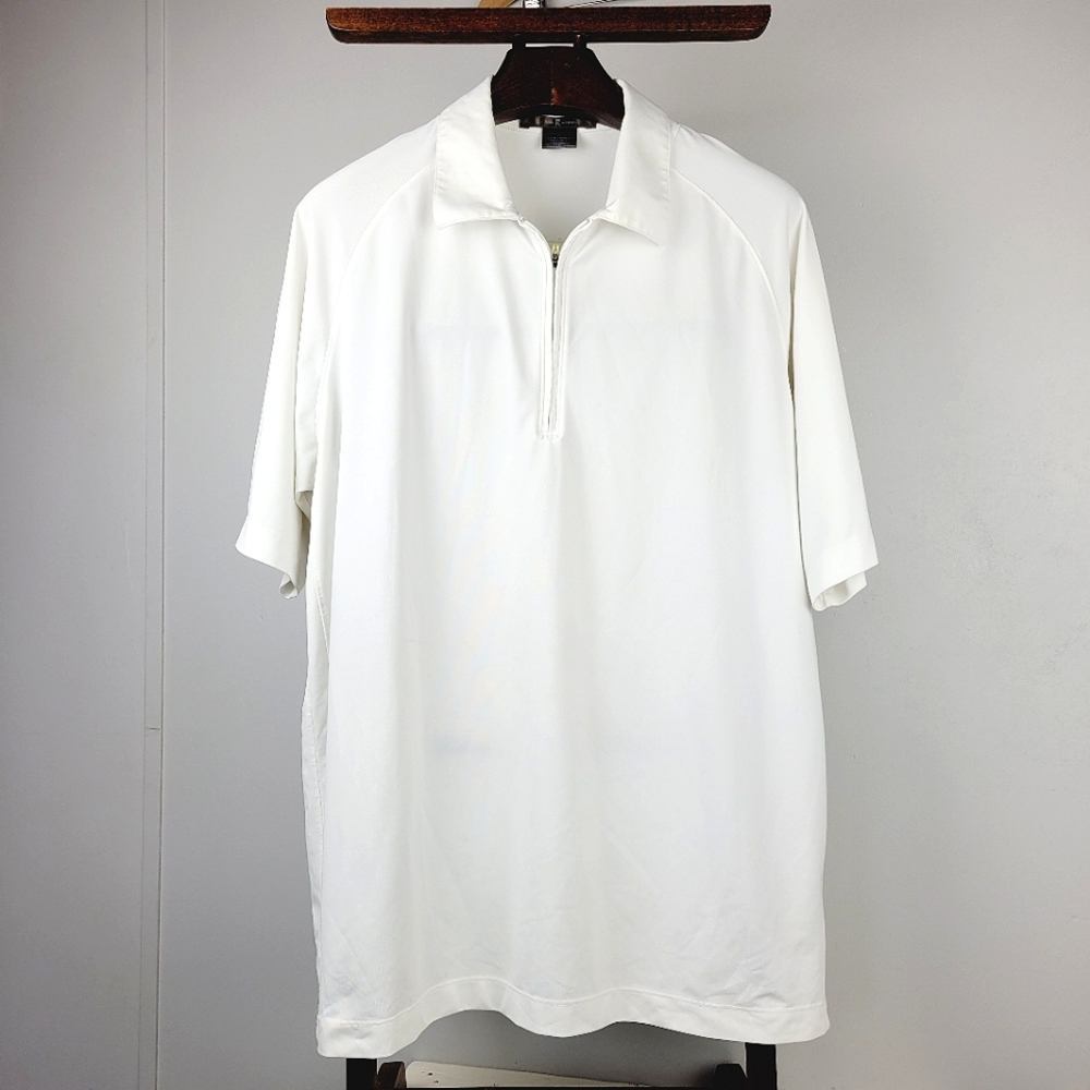Tiger Woods Mens Vintage Half Zip White Golf Shirt Polo Nike FitDry Size Large